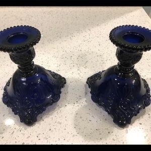 Cobalt candlestick holders